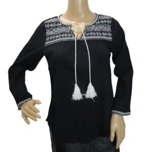 People Long Sleeve Boho Embroidered Shirt